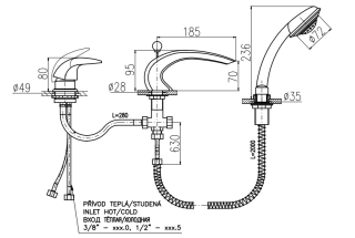 Смеситель на борт ванны Rav Slezak Dunaj D472.5SZ золото